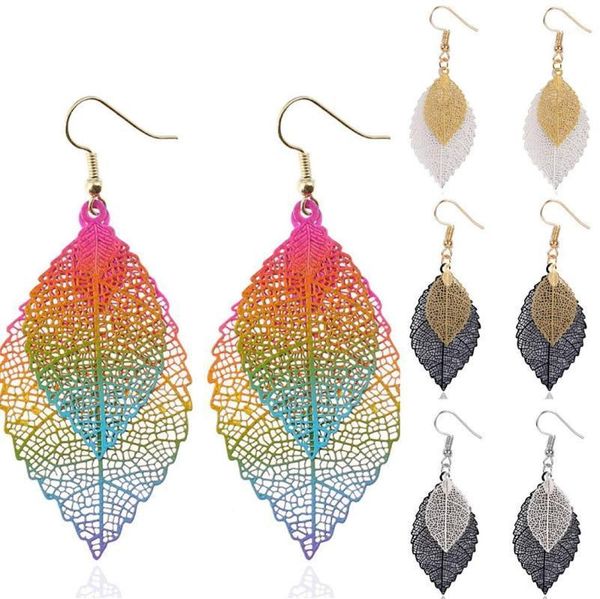 

dangle & chandelier double leaf tassel earrings simple retro color blue ear rings women's 2021 novelty rings1, Silver