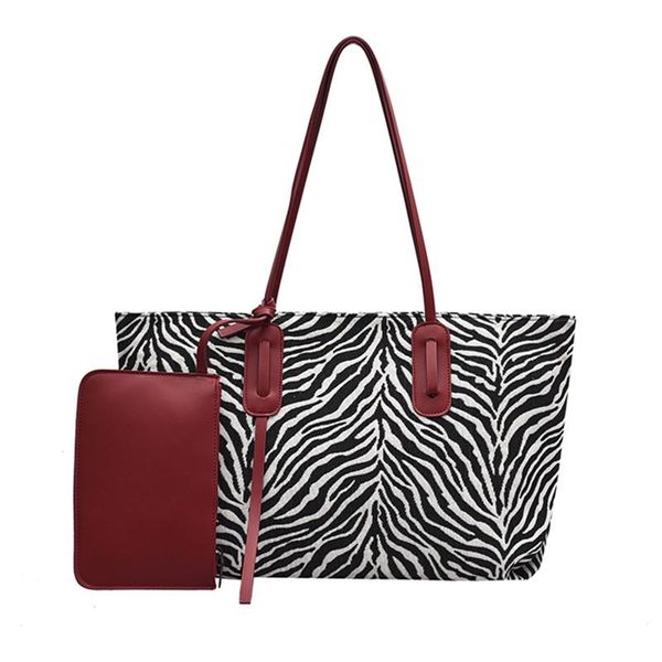 

women canvas handbags large capacity shoulder bags 2020 fashion zebra casual female shoulder handbags tote bag sac