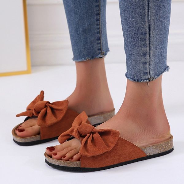 

2021 the new woman fashions bow ties flat solid sandals beach shoes 6bkj, Black