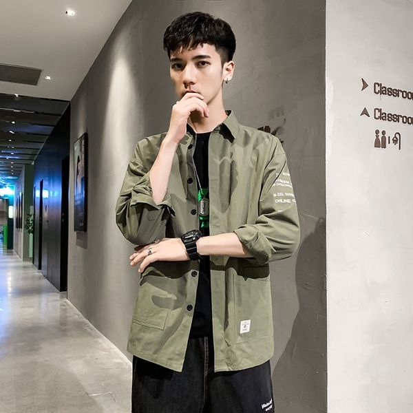 

long sleeve men's spring and autumn wear new men's coat korean casual loose youth coat shirt shirt wear fashion 7wnfk, Blue