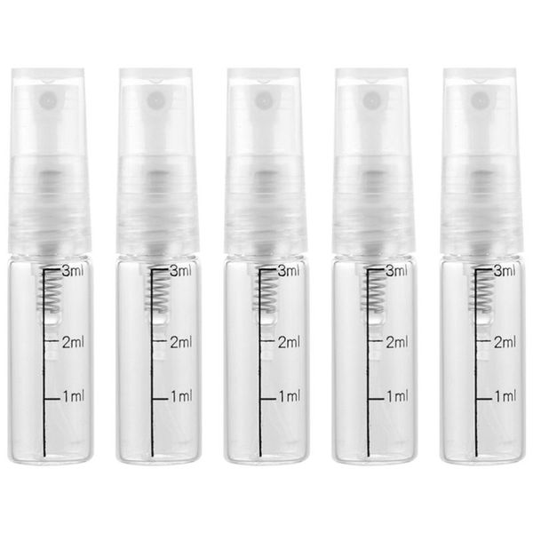 

10 pcs 2.5ml scale spray bottle glass small empty spray bottle perfume liquid dispenser for make and skin care use (white)