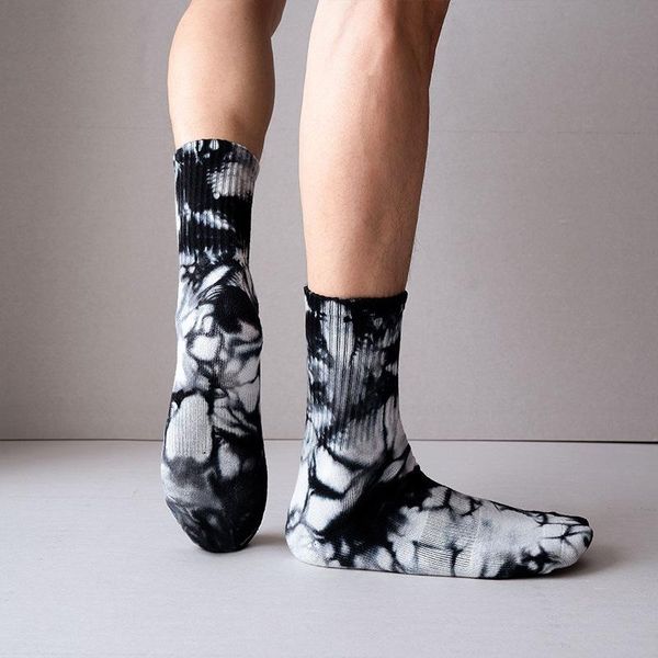 

fashion men and women socks cotton colorful graffiti tie dyeing funny skateboard cute harajuku hiphop tube socks, Black