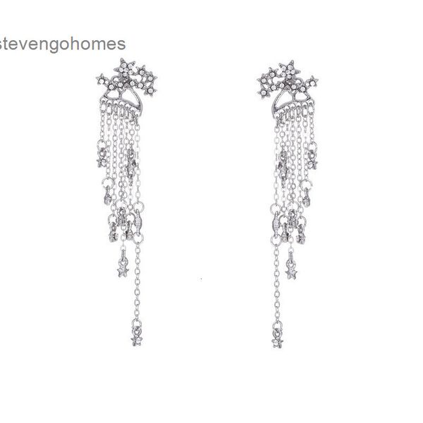 

diamond fashion shining stars tassel back hanging earrings accessories, Golden