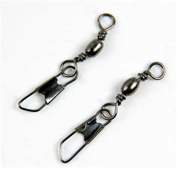 

100pcs fishhooks stainless steel fishing swivels interlock rolling swivel with hooked snap fish hook c sqchgj