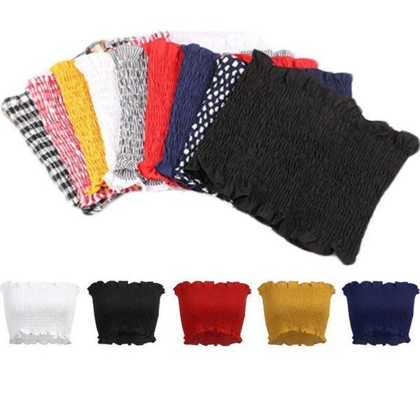 

2019 women off shoulder stretch elastic tube blouse strapless bandeau crop shirt new party beach clothes, White