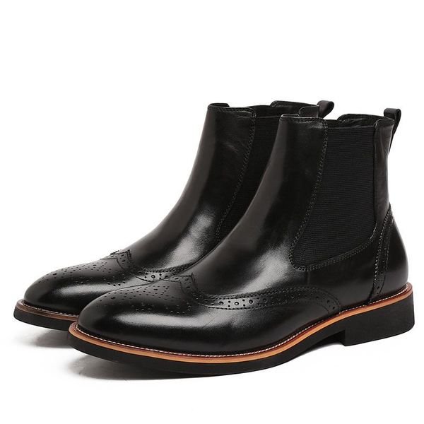 

коровья кожа nappa человека boots men ботинес рабочая обувь свадебная обувь hombre коровьей остроконечные toe голеностопного из натуральной, Black