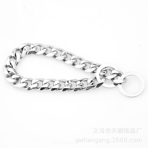 

luxury 19mm spot in europe and america titanium steel stainless steel color medium and large pet large dog leash pet chain collar f, Golden;silver