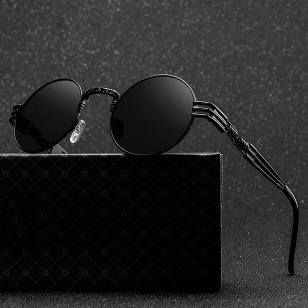 

new fashion retro steampunk sunglasses brand design women men round metal punk sun glasses uv400 shades eyewear, White;black
