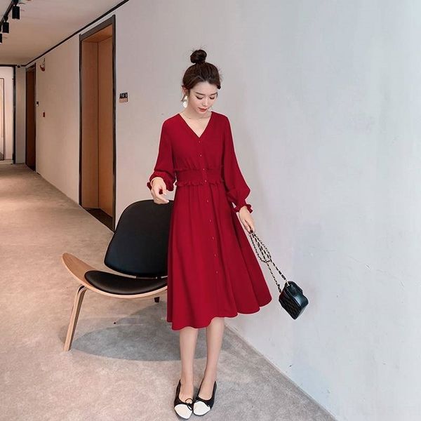 

hrmlo 2020 slimforeign new french style waist closing summer styleyoung long medium skirt skirt age covered belly chiffon long length dress, Black;gray