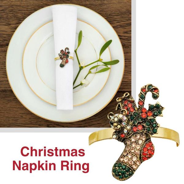 

christmas napkin buckle christmas boots snowman sleigh bell diamond-studded napkin buckle ring cloth ring