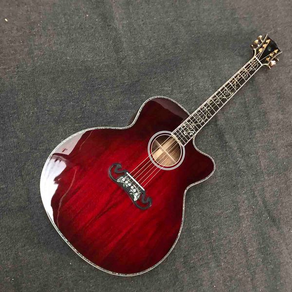 

custom 43 inch jumbo cutaway aaaaa all solid koa acoustic guitar