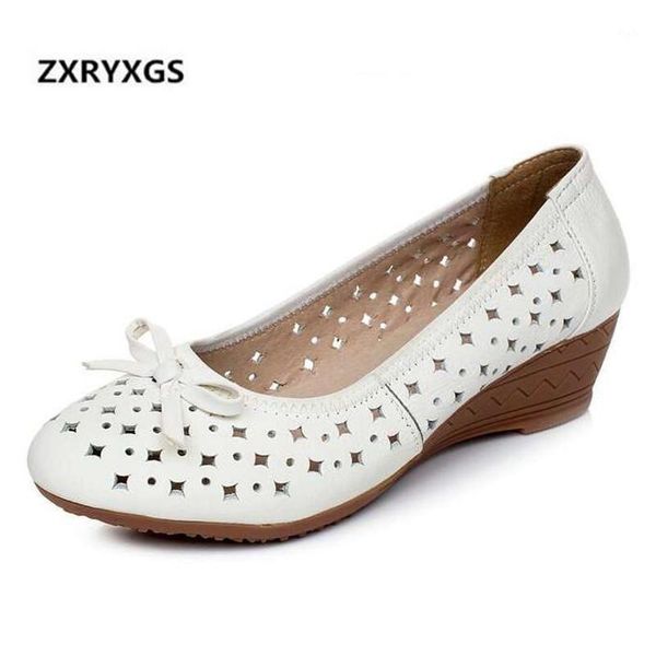 

dress shoes large size hollow women sandals 2021 summer fashion bow cow leather non-slip comfort wedges woman1, Black