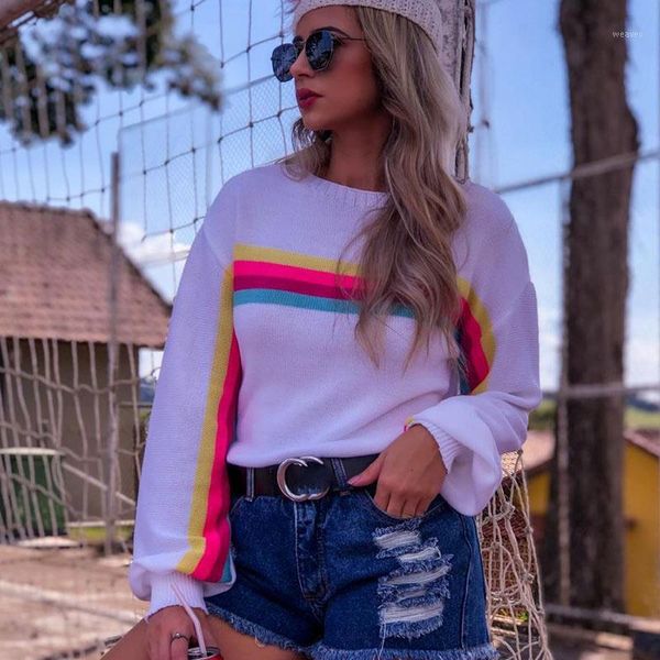 

women autumn sweater contrast color loose casual sweater pullovers women jumpers1, White;black