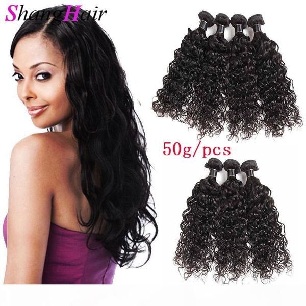 

indian brazilian human hair weave bundles 100% unprocessed 8a indian water wave hair indian hair extensions natural black 50g pcs