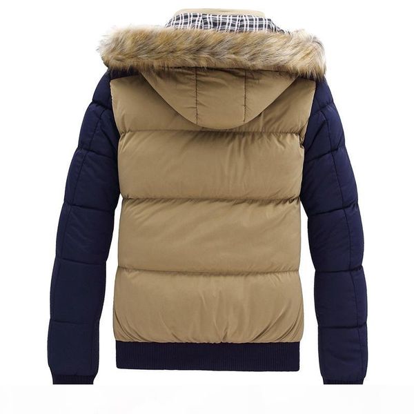 

men parka winter wear puffer warm jacket mens puffy padded coat man qulited jackets male casual fur collar hodded overcoat 2019, Black