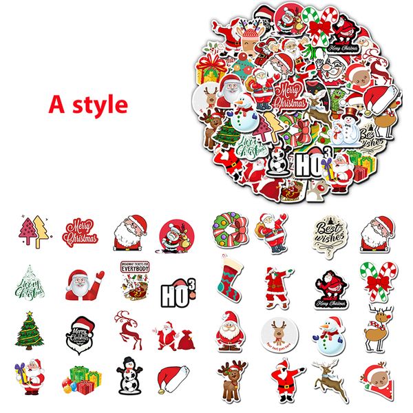 50pcs / lot astyle Hotsale de Santa Vestindo uma máscara de Natal do Xmas da neve Festival Adesivos Laptop Notebook skate Helmet Car Decal Dropshipping