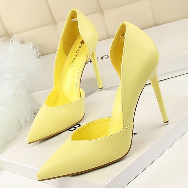 

2020 pumps ladies women high shoes stiletto point red yellow heels chaussure femme t200525, Black