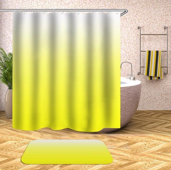 Занавески для душа Водонепроницаемый занавес Цвет градиентной печати полосатая ванна для ванной ванны для ванной Большие широкие 12 шт. Крючки