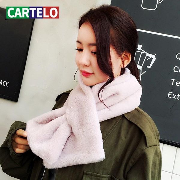 

cartelo new scarf faux fur thick ladies scarf comfortable and warm imitation fur ladies pure color bib for women, Blue;gray