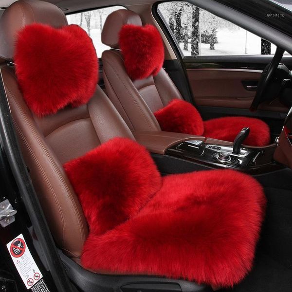 

autoyouth car seat cover with australian pure wool car seat cushion with headrest, back holder red1