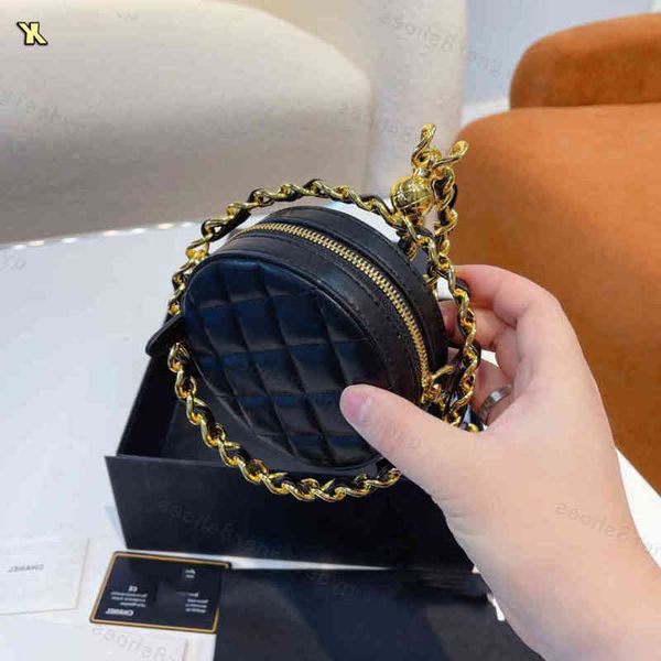 

chanee with folding gift box packaging women's designer leather black round cake shoulder bag when it comes to running size 11*4*11cm