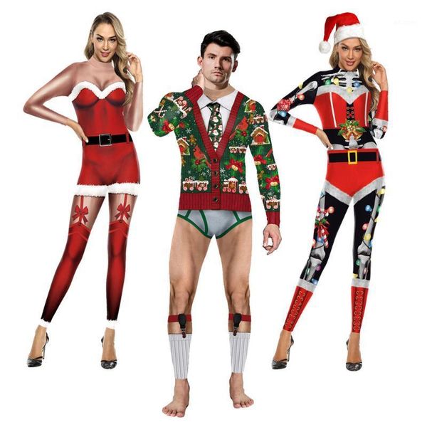 

3d print santa claus costume christmas jumpsuit for women cute girls christmas party funny running jumpsuits1, Silver