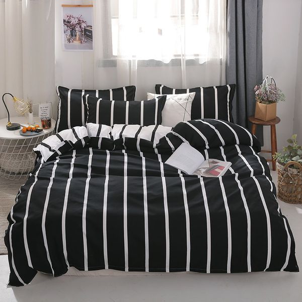 

cartoon space bed linens black plaid bedding set home textile cute duvet cover bed sheet quilt cover for kids  king size c0223