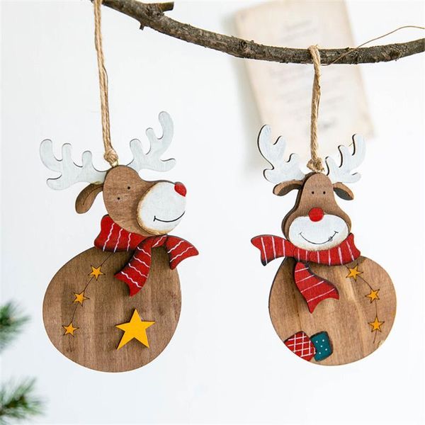 

christmas decorations 2021 wooden deer hanging cute mini tree elk pendant ornaments year for home1