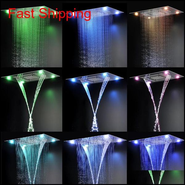 

modern shower set desigh 600*800mm remote control color change led embed ceiling shower head set w qylrxq yh_pack