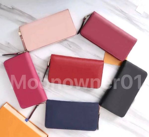 

women wallets long coin purse designer bags card holder women color embossing zipper purses fashion mens wallet luxury bag super wholesaler, Red;black