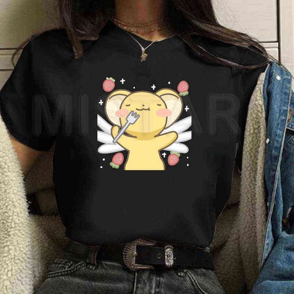 Sakura Kart Captor Kadın T-shirt Baskı Karikatür Tshirt Kadın estetik Giysi Kawaii T-Shirt kadın Rahat Kısa Kollu G220310 Tops