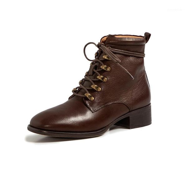 

boots 2021 fashion and contracted autumn winter shoes cross-tied female thick heels retro woman1, Black