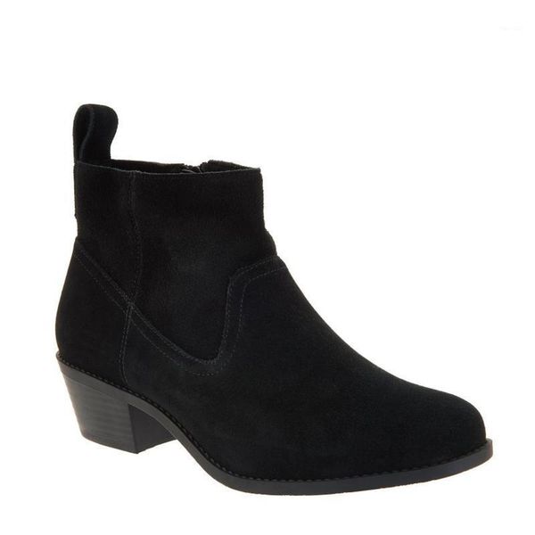 

boots big size women ankle square head shoes woman bohemia low heels retro women's autumn lady female footwear#11251, Black