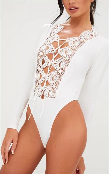 

women fashion lace v-neck string long sleeve t-shirt new ladies tees female1, White