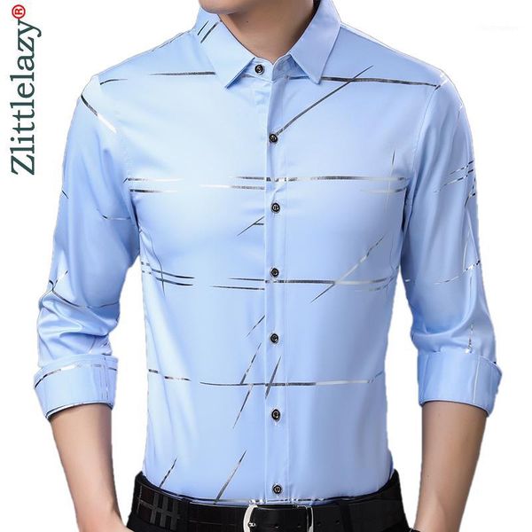 

2019 brand casual luxury striped long sleeve slim fit men shirt streetwear social dress vintage shirts mens fashions jersey 93151, White;black