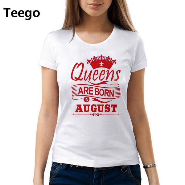 

fashion women's short sleeve christmas queens are born in august girl gift female ot 788 sport hooded sweatshirt hoodie t shirt