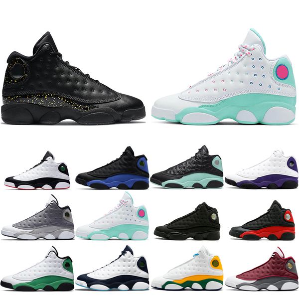 

basketball shoes 13s original atmosphere grey aurora green hyper royal island lucky red flint playground starfish runner for man