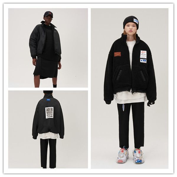 

2021 new black lamb wool adererror zip fleece jacket men women wear on both sides streetwear ader error jackets 8vfg, Black;brown