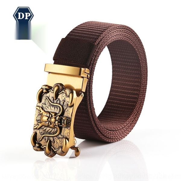 

lhc0e new high-grade pure outdoor chinese dragon bronze anti-allergy belt alloynew gao dangchun automatic toothless nylon strong belt vlth3, Black;brown
