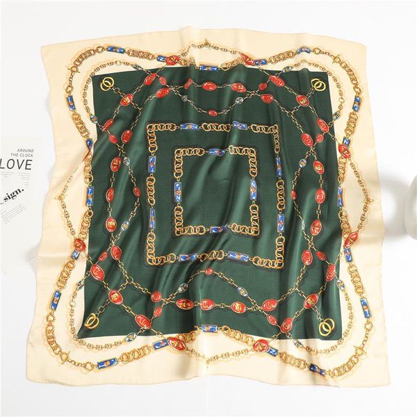 

шелкового feeling площадь шеи шарф женщина foulard бандан хиджаб шарфы оголовье luxury design печать chian шейных шали 2020 sqcfmt, Blue;gray