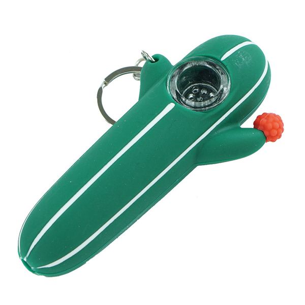 Cactus Tubi manuali in silicone per fumatori Bong Tubi per l'acqua ciotola di vetro Heady Mini Pipe cera Piattaforme petrolifere Narghilè alle erbe Portatile