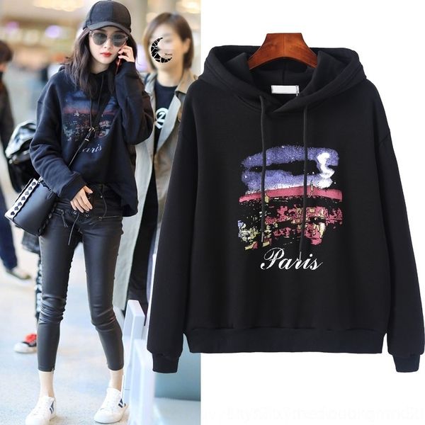 

tbxhh yang mi pullover pullovercoat pulloverkorean 2020 black sweater women's loose style new bf hooded thin ulzzang pullover coat 855l