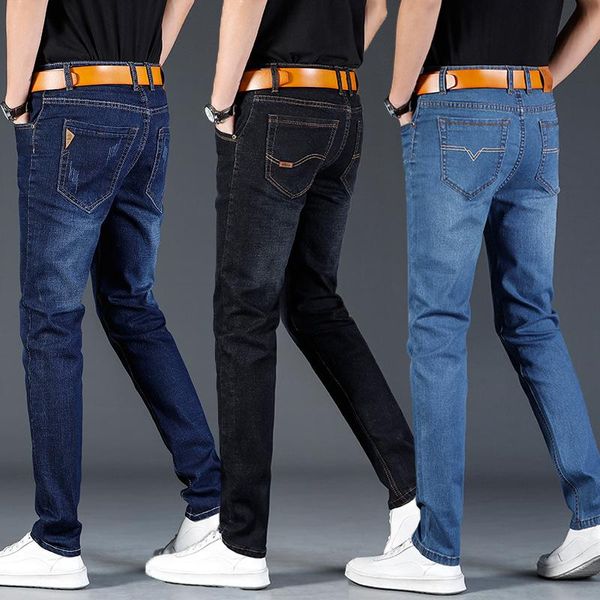 

summer thin men's jeans straight loose new trend casual wild work long trousers wear-resistant men's trousers, Blue