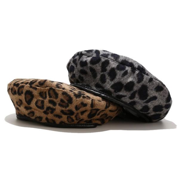 

berets leopard print beret female autumn trendy korean version of the wild ins net red painter hat winter, Blue;gray