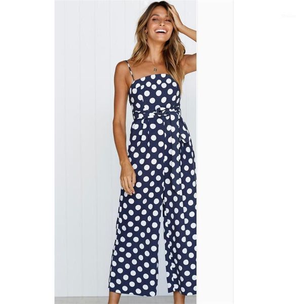 

women's jumpsuits & rompers 2021 summer fashion large size women's clothing v-neck sleeveless siamese trousers wave point ladies j, Black;white