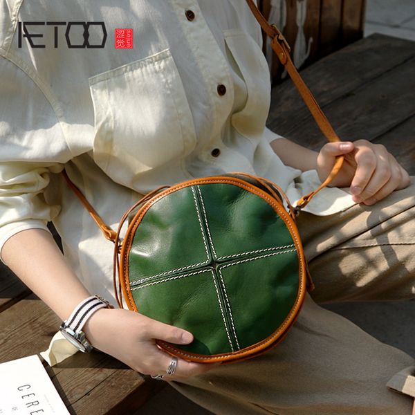 

hbp aetoo hand-stitched fashion shoulder oblique back women round drum bag