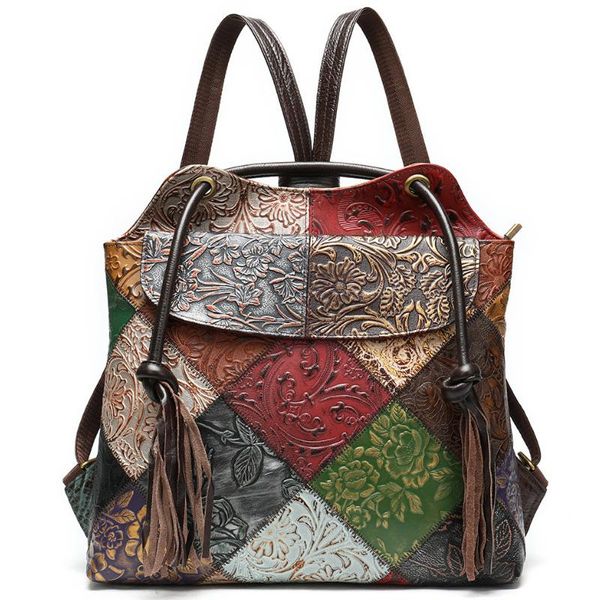

maheu 2021 new design women backpack shoulder bag dual use genuine leather female bohemia backpack girls school bag travel