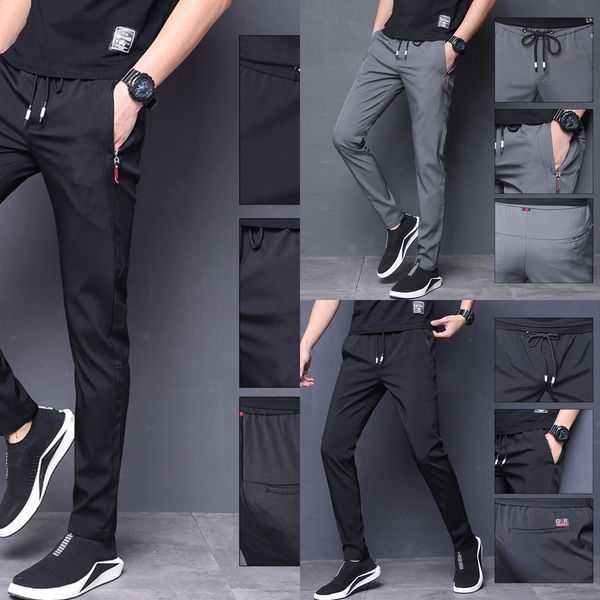 

autumn and winter thick ice silk quick drying men's korean slim trend casual sports sports pants men's pants dbeye, Blue