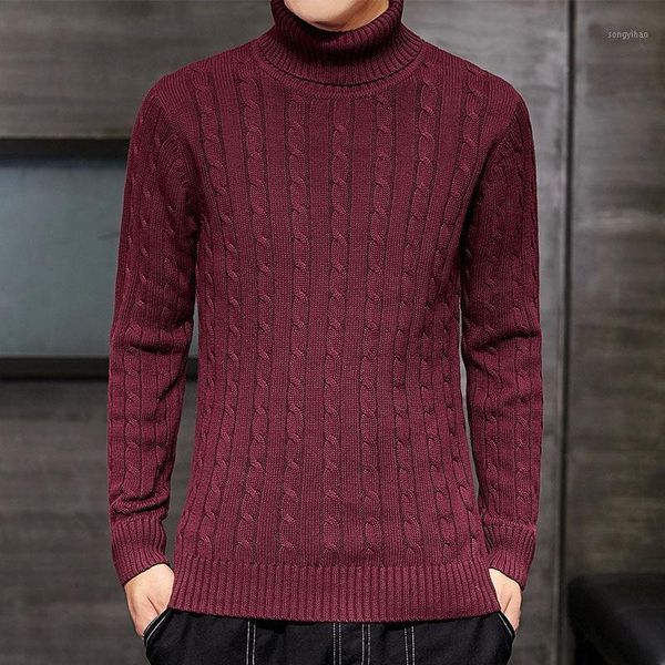 

men's winter sweater 2020 new warm slim fit turtleneck fashion korean sweaters knitted leisure striped sweater for men1, White;black