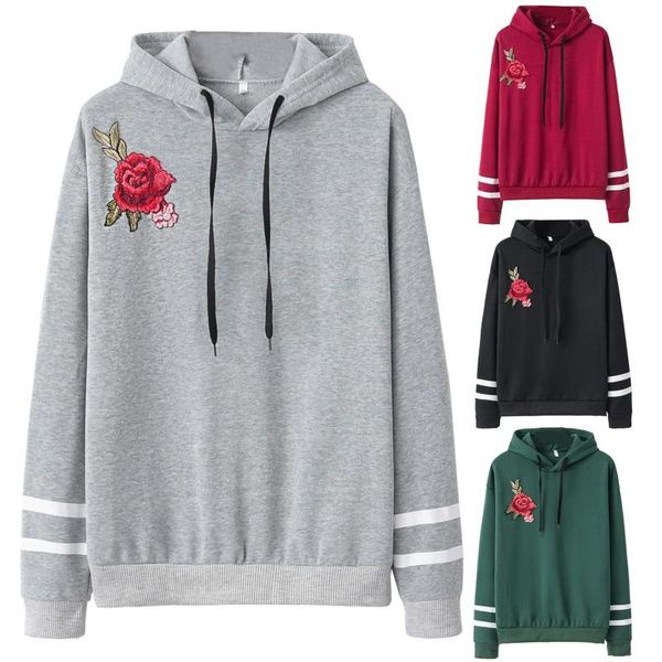 

women's hoodies & sweatshirts 2021 fashion autumn women embroidery printing loose casual hooded sweatshirt street clothing long-sleeved, Black